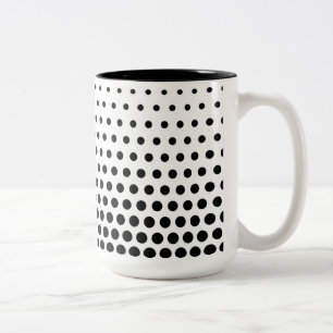 Caneca De Café Em Dois Tons Bolinhas Pretas Branco Moderno