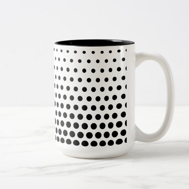 Caneca De Café Em Dois Tons Bolinhas Pretas Branco Moderno (Direita)