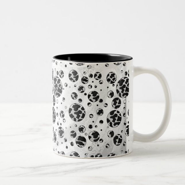 Caneca De Café Em Dois Tons Bolinhas preto-e-branco de Impressão (Direita)