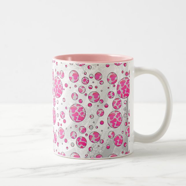 Caneca De Café Em Dois Tons Bolinhas rosa e branco (Direita)