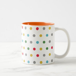 Caneca De Café Em Dois Tons Bolinhas Simples e Bonitas Coloridas