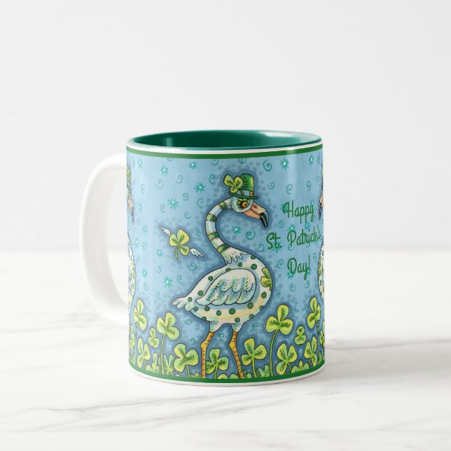 Caneca De Café Em Dois Tons Bolinhas VERDE, RUAS ENGRAÇADAS. DIA DE PATRICK (Frente Esquerda)