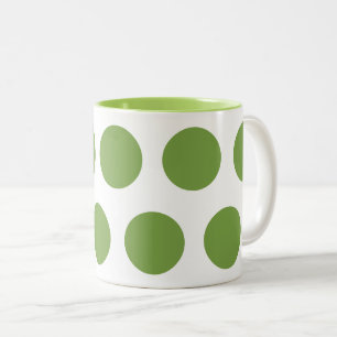Caneca De Café Em Dois Tons Bolinhas verdes