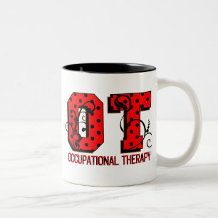 Caneca De Café Em Dois Tons Bolinhas Vermelhas e Pretas