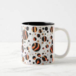 Caneca De Café Em Dois Tons Bolinhas Zebra Black e Orange