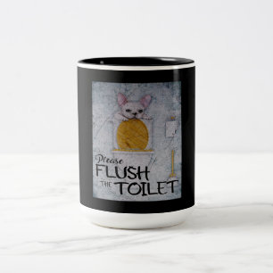 Caneca De Café Em Dois Tons Bolinho Francês Engraçado No Banheiro Presentes
