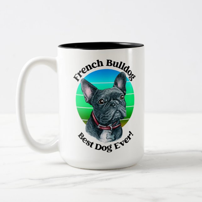 Caneca De Café Em Dois Tons Bolldog Francês, citação engraçada de dois tons Co (Esquerda)