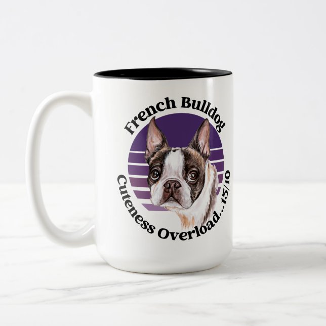 Caneca De Café Em Dois Tons Bolldog Francês, citação engraçada de dois tons Co (Esquerda)