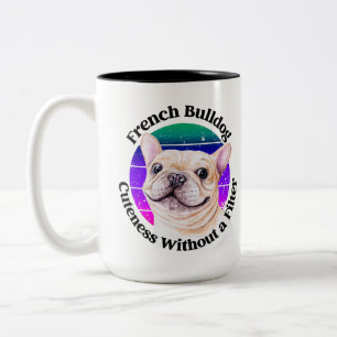 Caneca De Café Em Dois Tons Bolldog Francês, citação engraçada de dois tons Co