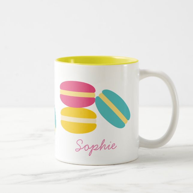 Caneca De Café Em Dois Tons Bolos coloridos de macarrão francês (Direita)