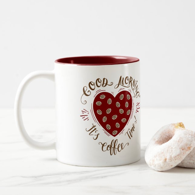 Caneca De Café Em Dois Tons Bom dia (Com Donut)