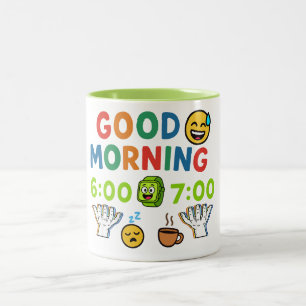 Caneca De Café Em Dois Tons Bom Dia 67 Seis Sete Alarme Presente Engraçado da
