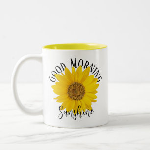 Caneca De Café Em Dois Tons Bom Dia Amarelo Sol Amarelo