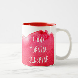 Caneca De Café Em Dois Tons Bom dia, café com sol, citar vermelho