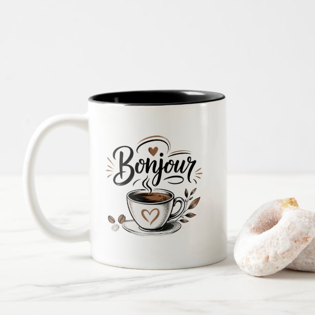 Caneca De Café Em Dois Tons Bom dia Café – O despertar todo em suavidade (Com Donut)
