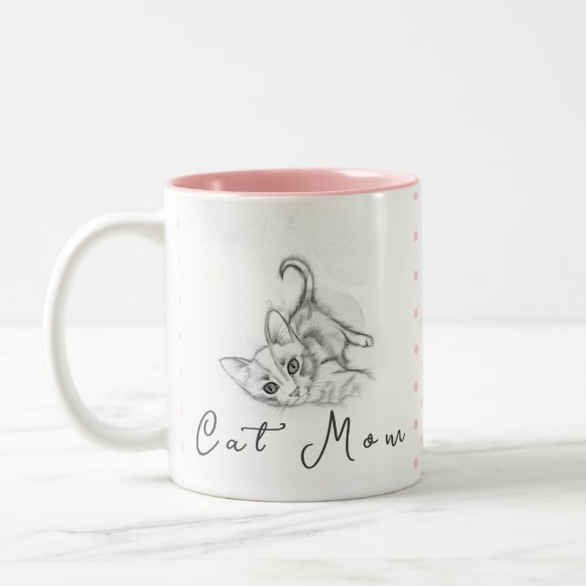 Caneca De Café Em Dois Tons Bom dia Cat Mãe (Esquerda)