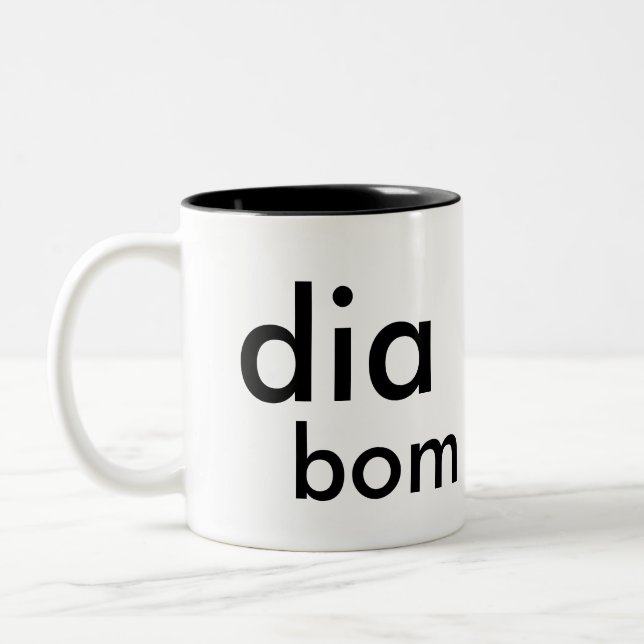 Caneca De Café Em Dois Tons bom dia, dia bom... (Esquerda)