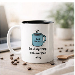 Caneca De Café Em Dois Tons Bom Dia Divertido Discordando Com Todos Hoje