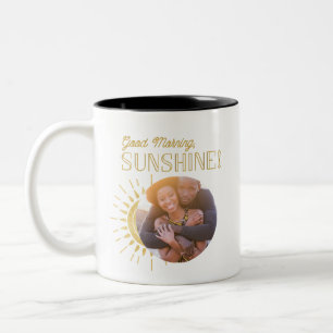 Caneca De Café Em Dois Tons Bom dia, foto do sol