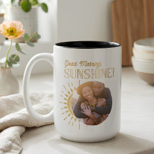 Caneca De Café Em Dois Tons Bom dia, foto do sol