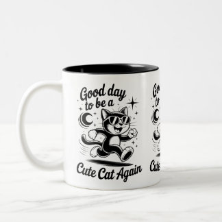 Caneca De Café Em Dois Tons Bom dia gato fofo
