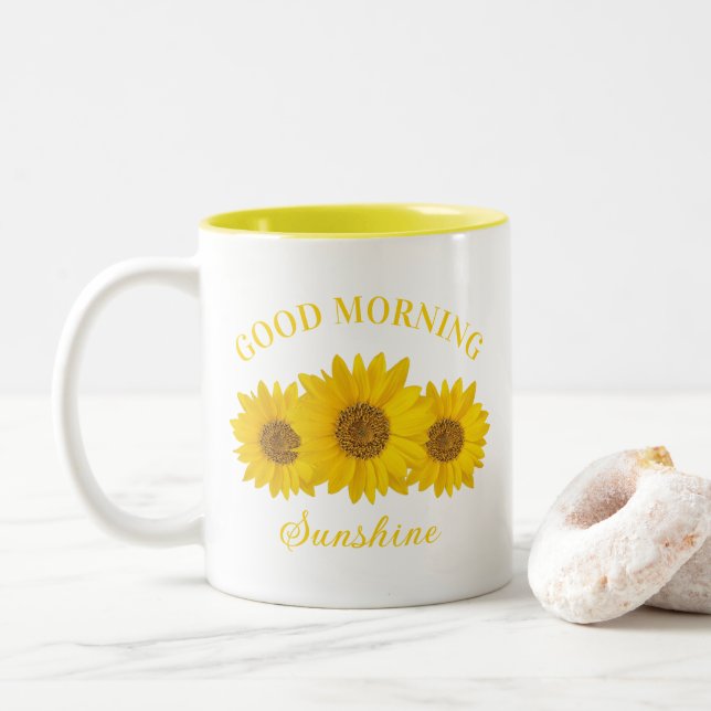 Caneca De Café Em Dois Tons Bom dia Sunshine Café Sunflower Mug (Com Donut)