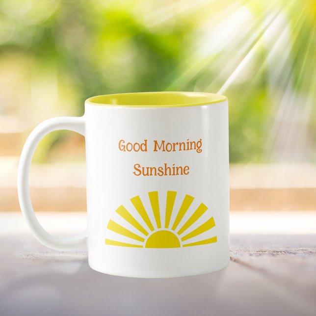 Caneca De Café Em Dois Tons Bom dia Sunshine Sunrays Café Mug (Criador carregado)