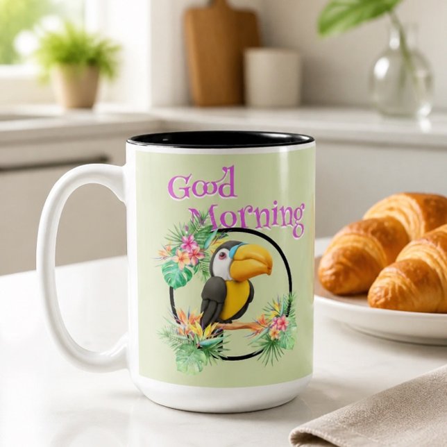 Caneca De Café Em Dois Tons Bom dia Tucano (Criador carregado)