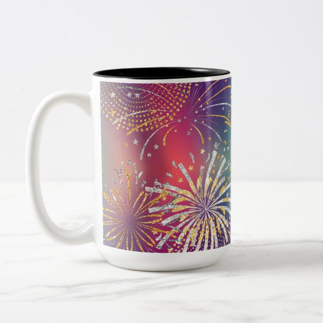 Caneca De Café Em Dois Tons Bomba de Fireworks Ilustrada (Esquerda)