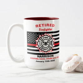 Caneca De Café Em Dois Tons Bombeiro Aposentado Que Diz Engraçado Na Linha Ver
