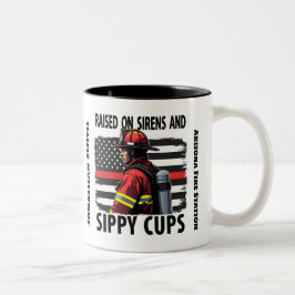 Caneca De Café Em Dois Tons Bombeiro Bandeira dos EUA com Linha Vermelha Fina