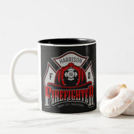 Caneca De Café Em Dois Tons Bombeiro Helmet ADD NAME Bombeiro Salvamento