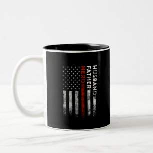 Caneca De Café Em Dois Tons Bombeiro Marido, Pai, Herói Dois Tone Mug