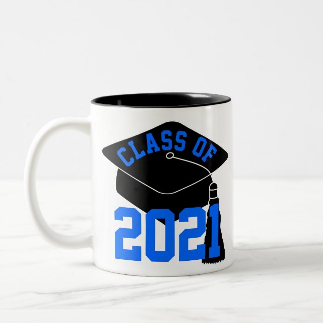 Caneca De Café Em Dois Tons Boné Formando preto Classe azul de 2024 (Esquerda)