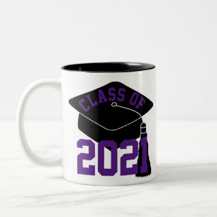 Caneca De Café Em Dois Tons Boné Formando preto Classe roxa de 2021