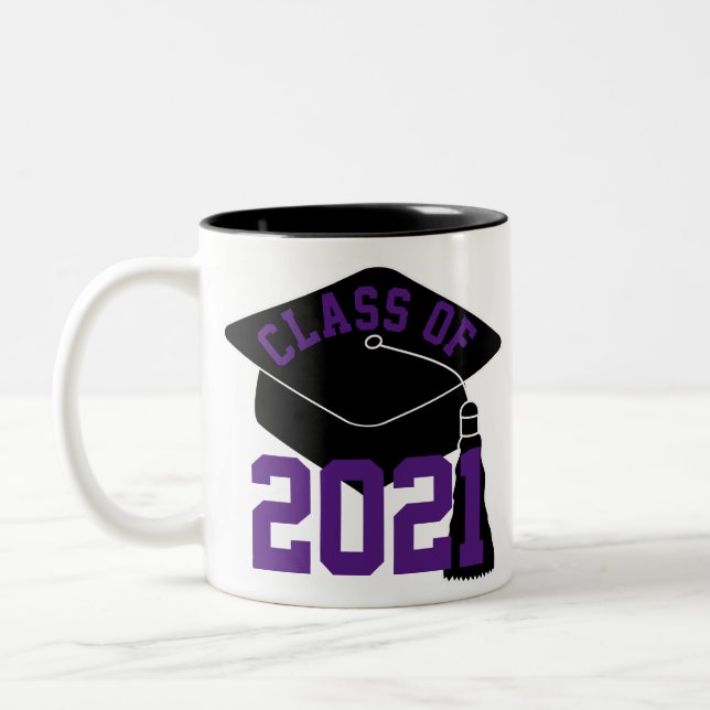 Caneca De Café Em Dois Tons Boné Formando preto Classe Roxa de 2024 (Esquerda)