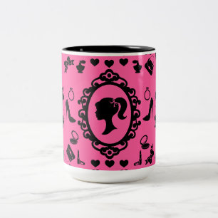 Caneca De Café Em Dois Tons Boneca Brilhante Fashion Glam-Rosa-Rosa