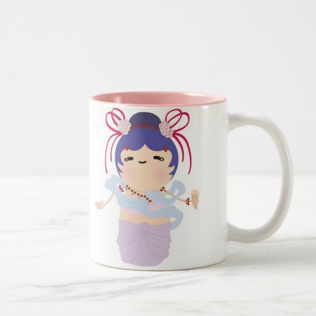 Caneca De Café Em Dois Tons Boneca japonesa do anjo (Direita)