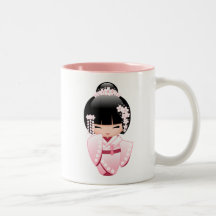 Boneca Kokeshi de Quimono Rosa