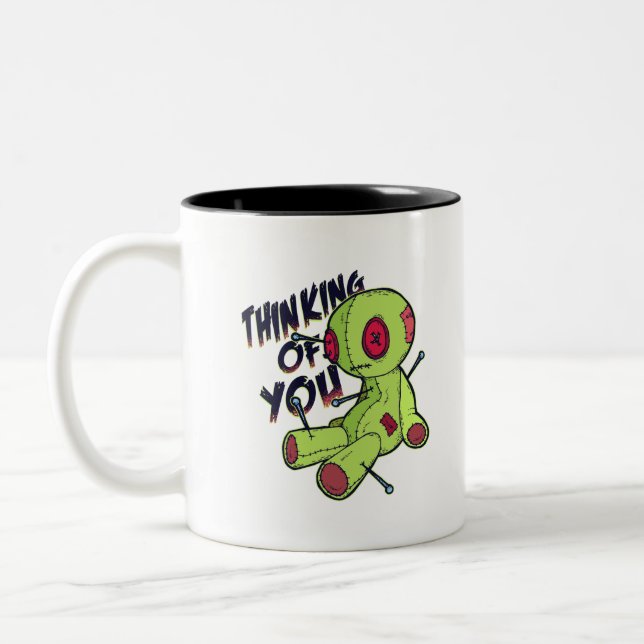 Caneca De Café Em Dois Tons Boneca Voodoo pensando em você (Esquerda)