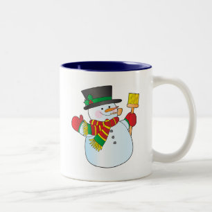 Caneca De Café Em Dois Tons Boneco de neve do Natal