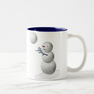 Caneca De Café Em Dois Tons Boneco de neve do voleibol