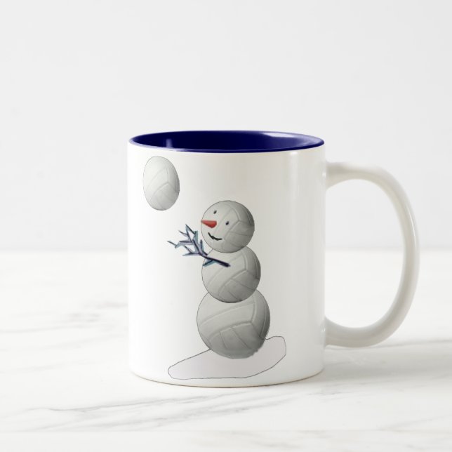 Caneca De Café Em Dois Tons Boneco de neve do voleibol (Direita)