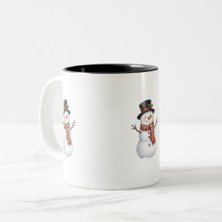 Caneca De Café Em Dois Tons Boneco de Neve Feliz