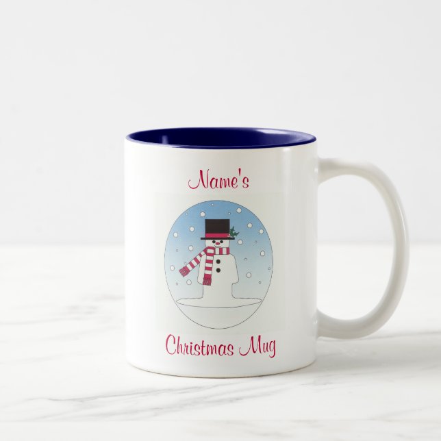 Caneca De Café Em Dois Tons boneco de neve personalizado (Direita)