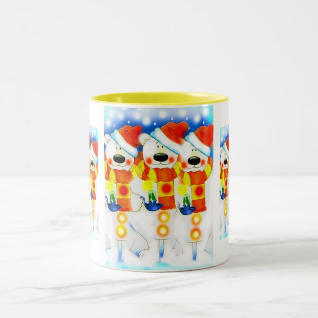 Caneca De Café Em Dois Tons Bonecos de neve no Natal (Centro)