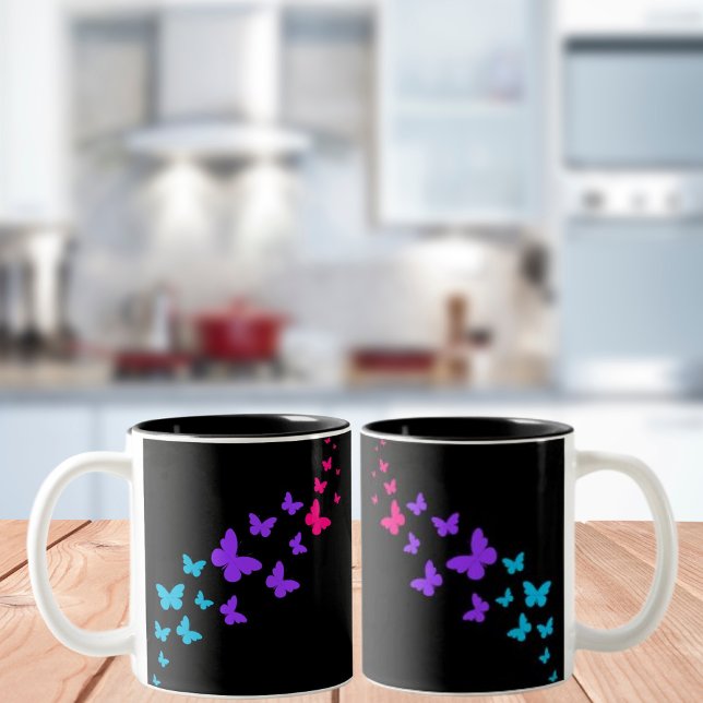 Caneca De Café Em Dois Tons Bonita borboleta Design de Orgulho Androgênio (Criador carregado)