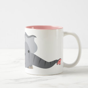 Caneca De Café Em Dois Tons Bonita Caricatura Elefante Sneaky
