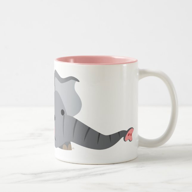 Caneca De Café Em Dois Tons Bonita Caricatura Elefante Sneaky (Direita)