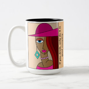 Caneca De Café Em Dois Tons Bonita Cubismo Das Mulheres Ruivas